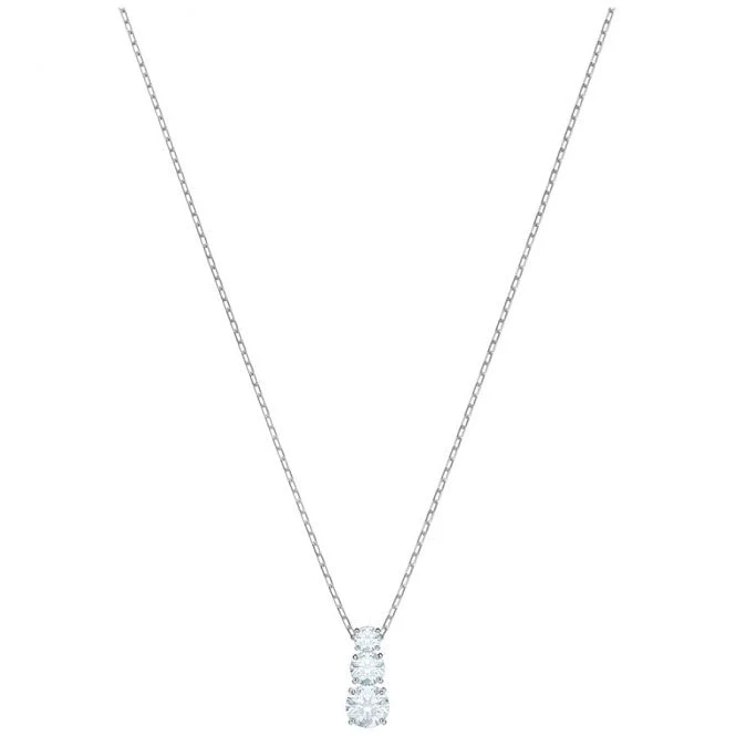Stilla Attract Trilogy White Crystal Pendant Necklace in Rhodium Silver