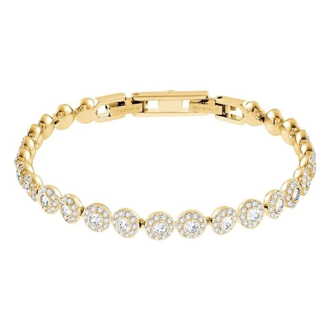 Una Angelic All-Around White Crystal Bracelet in Gold