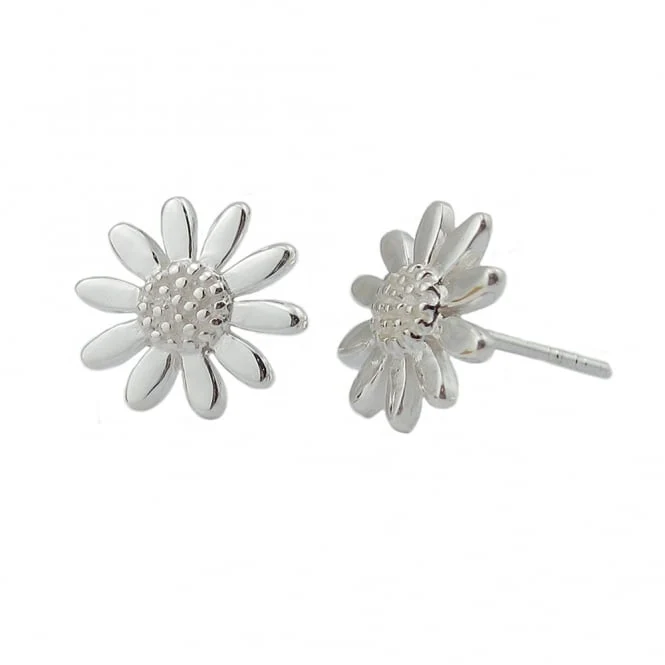 Silver Daisy 9mm Stud Earrings