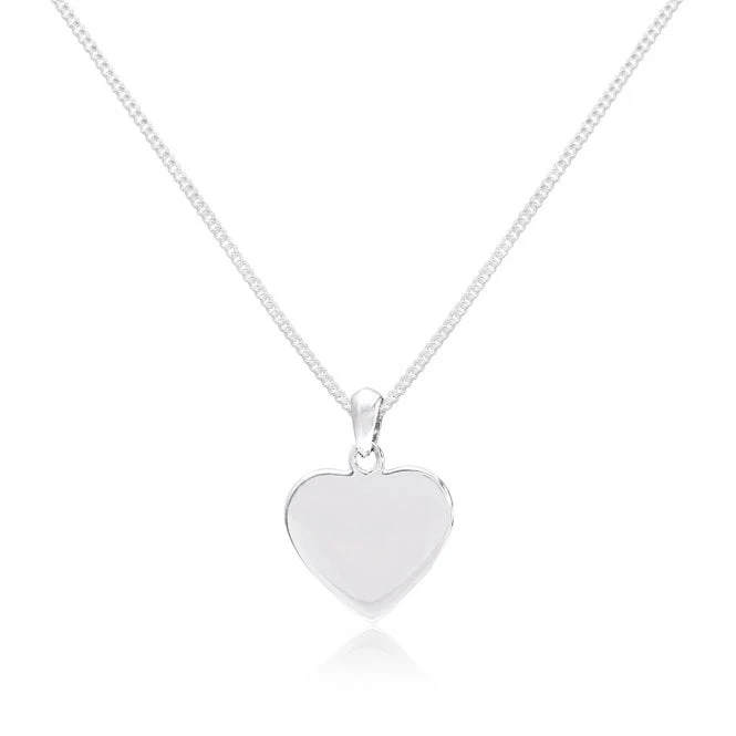 Engravable Silver Heart Pendant Necklace