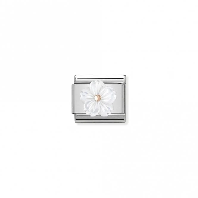 Classic Rose Gold Flower in White Mother Of Pear Flowers & Nature Charms