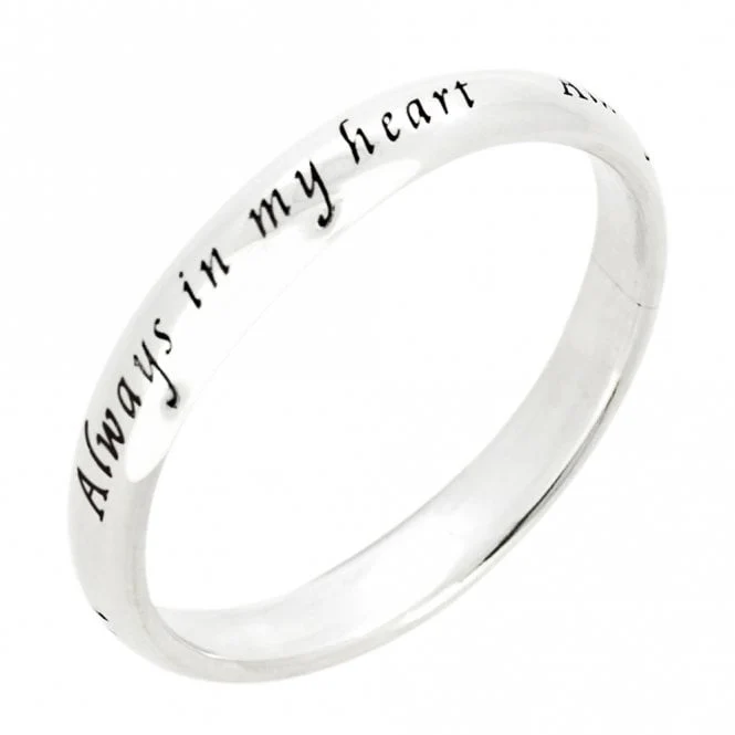 Engraved Silver Always in My Heart Ring, Size 52