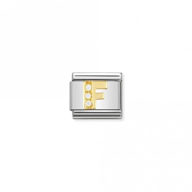 Classic Gold CZ F Letter Charms
