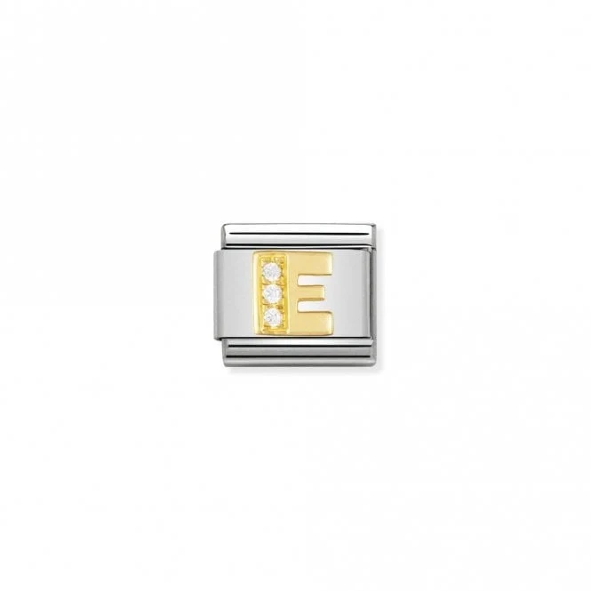 Classic Gold CZ E Letter Charms
