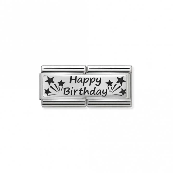 Silver Double Happy Birthday Birthday & Birthstones Charms