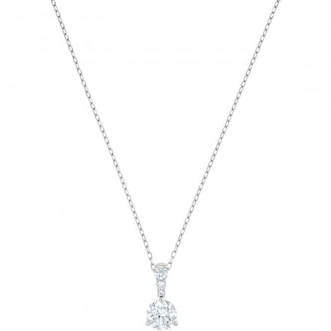 Stilla White Crystal Pendant Necklace in Rhodium Silver