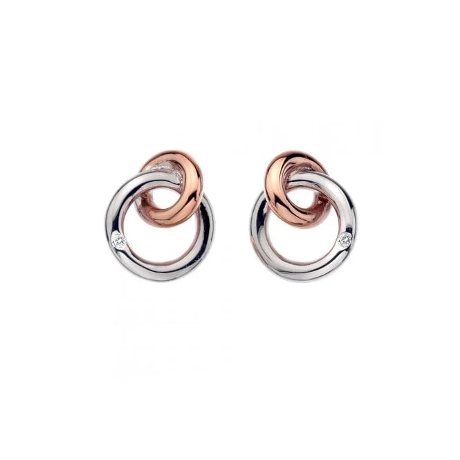 Silver Eternal Earrings with Rose Gold