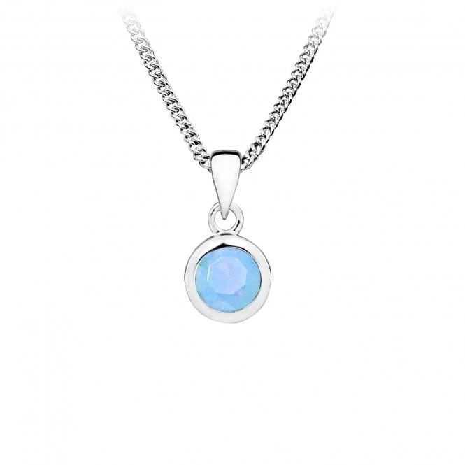 Silver and Turquoise CZ December Birthstone Pendant Necklace