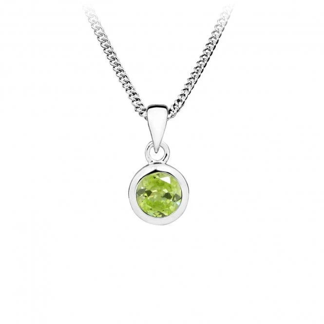 Silver and Light Green August Birthstone Pendant Necklace