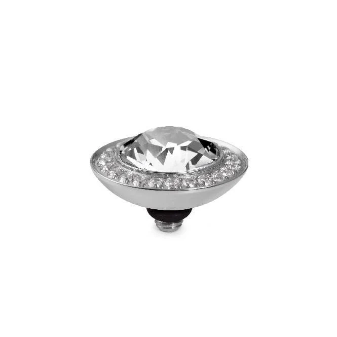 Tondo Deluxe Silver and Clear Crystal Ring Gem Top, 13mm