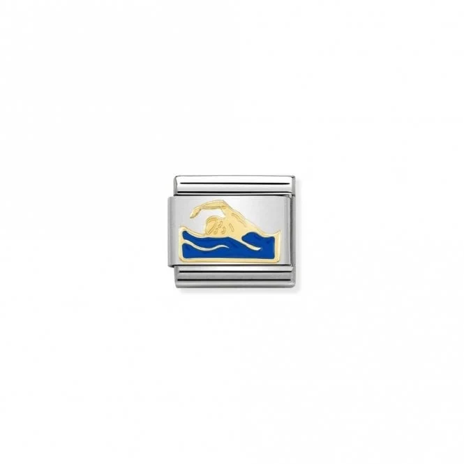 Classic Gold Blue Swimmer Sports & Hobbies Charms