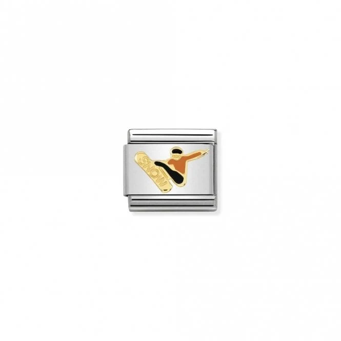 Classic Gold Orange & Black Snowboarder Sports & Hobbies Charms