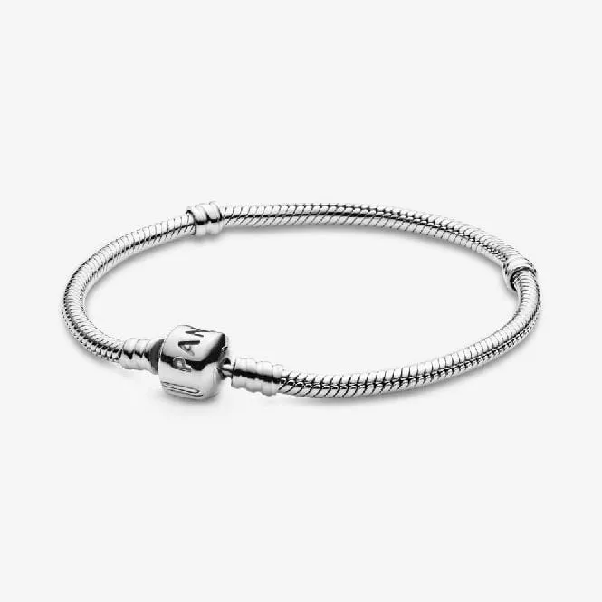 Moments Snake Chain Barrel Clasp Bracelet, 19cm