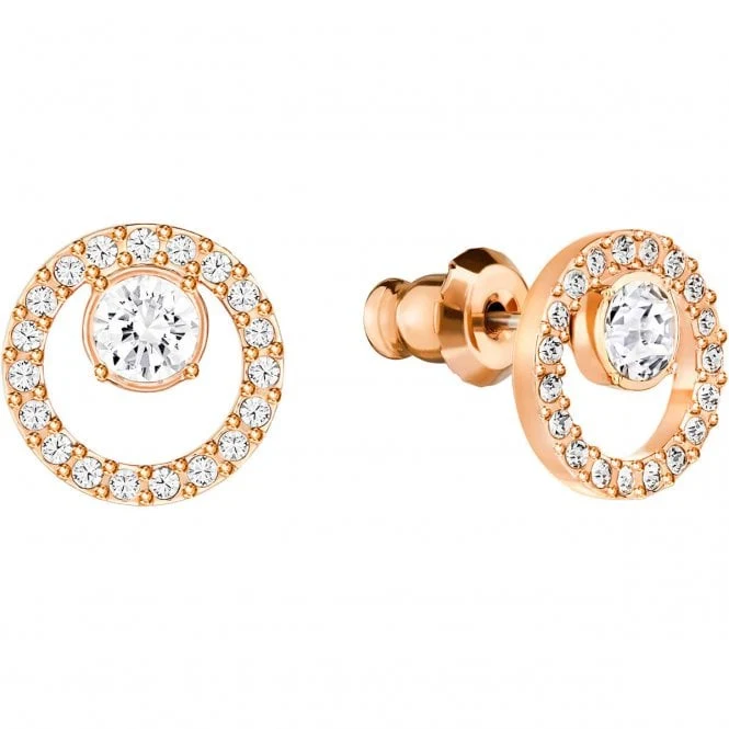 Constella Circle White Crystal Earrings in Rose Gold