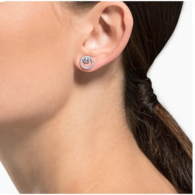 Constella Circle White Crystal Earrings in Rose Gold
