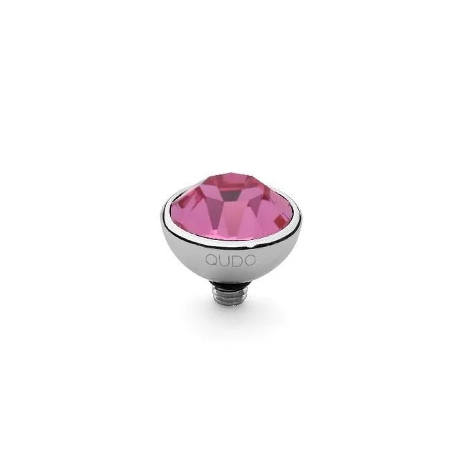 Bottone Silver and Rose Pink Crystal Ring Gem Top, 10mm