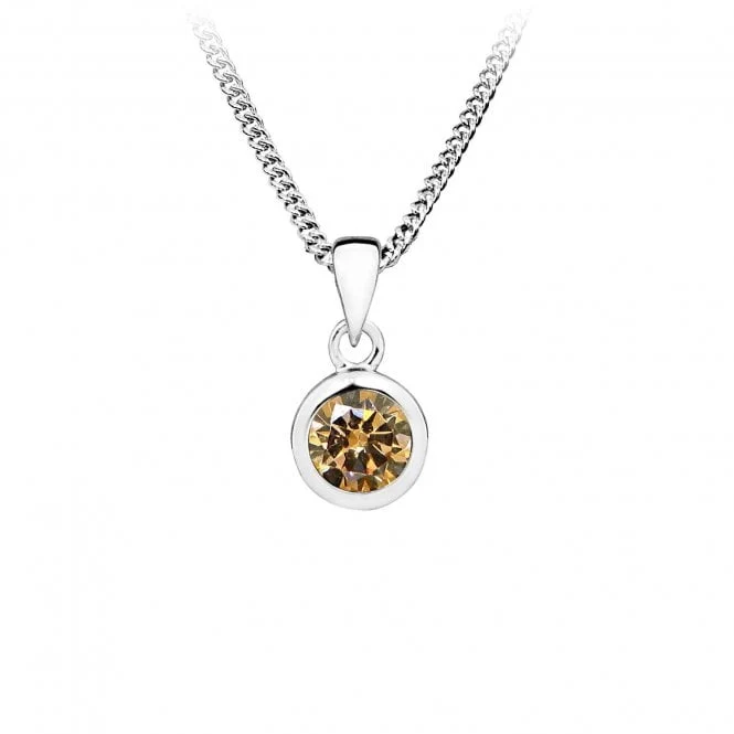 Silver and Champagne CZ November Birthstone Pendant Necklace