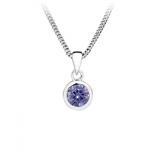 Silver and Purple CZ February Birthstone Pendant Necklace
