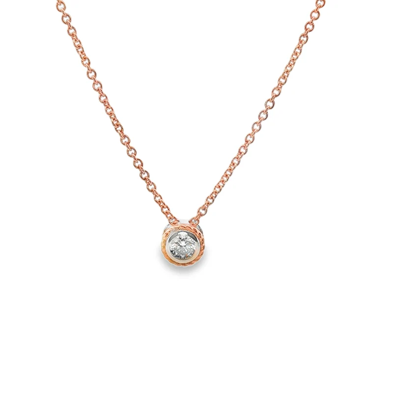 Silver, Rose Gold Vermeil & CZ Rope Pendant Necklace