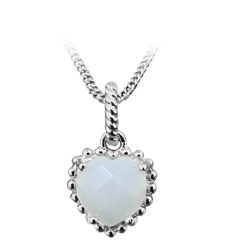 Grace Silver & White Chalcedony Heart Pendant Necklace
