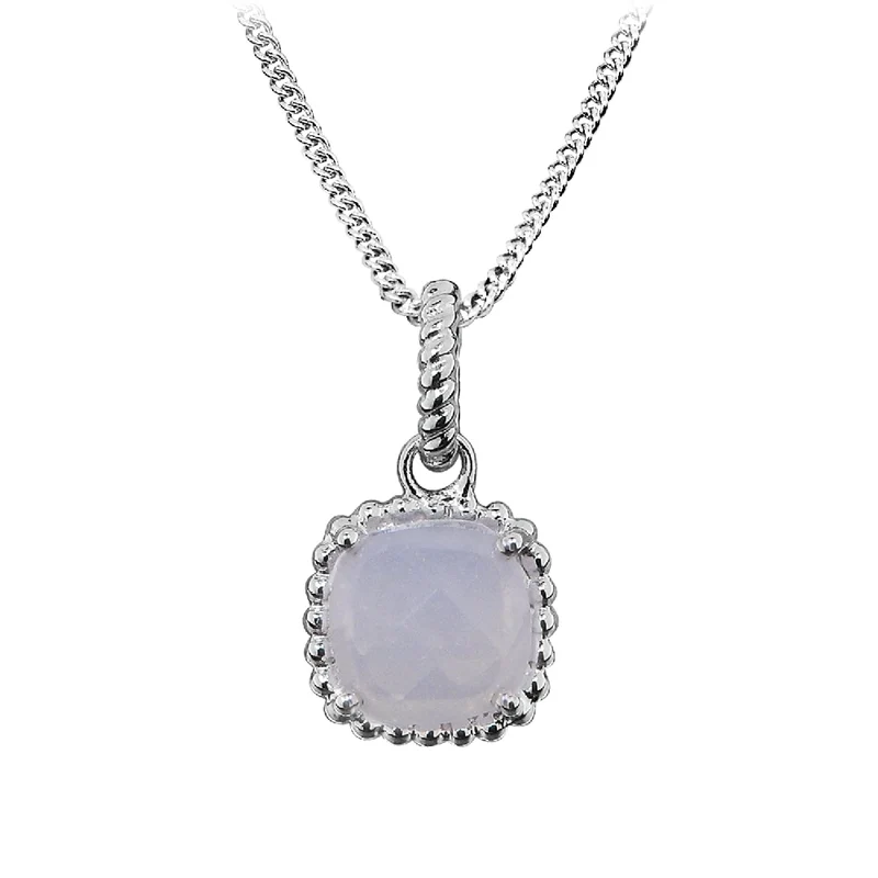 Grace Silver & White Chalcedony Square Pendant Necklace
