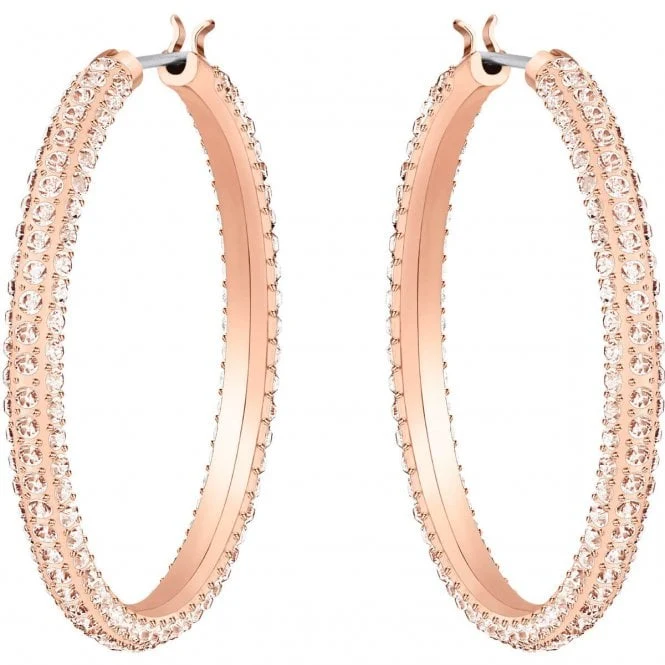 Dextera Pink Crystal Hoop Earrings in Rose Gold