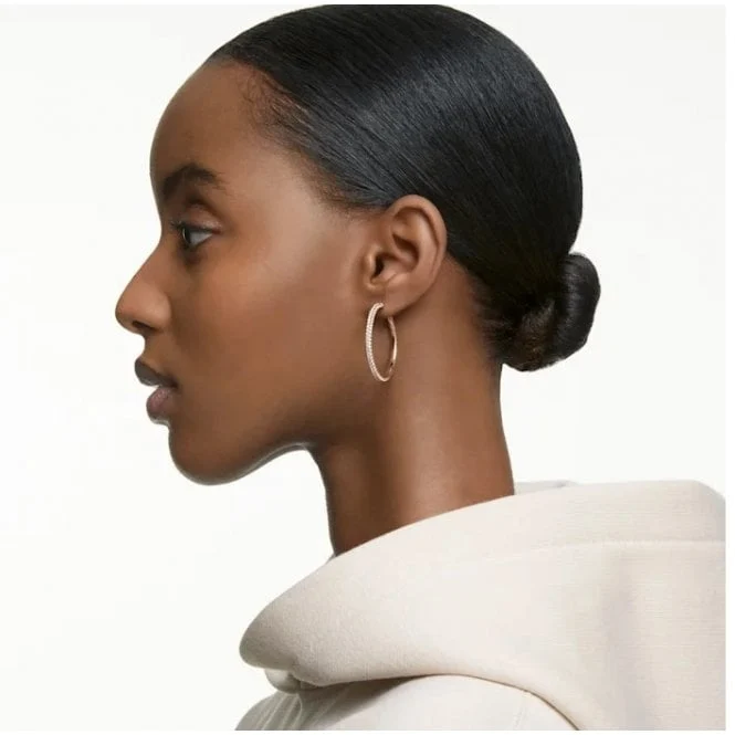 Dextera Pink Crystal Hoop Earrings in Rose Gold