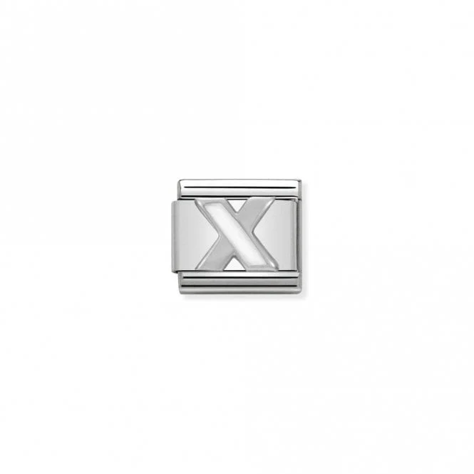 Classic Silver X White Letter Charms