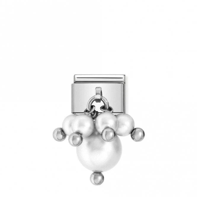 Classic Silver Pearl White Sparkly Charms