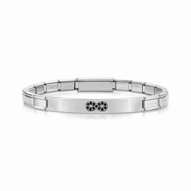 Trendsetter Silver & Black CZ Pave Infinity Loop Bracelet