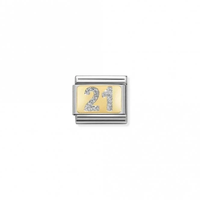 Classic Gold 21 Silver Glitter Wedding & Anniversary Charms
