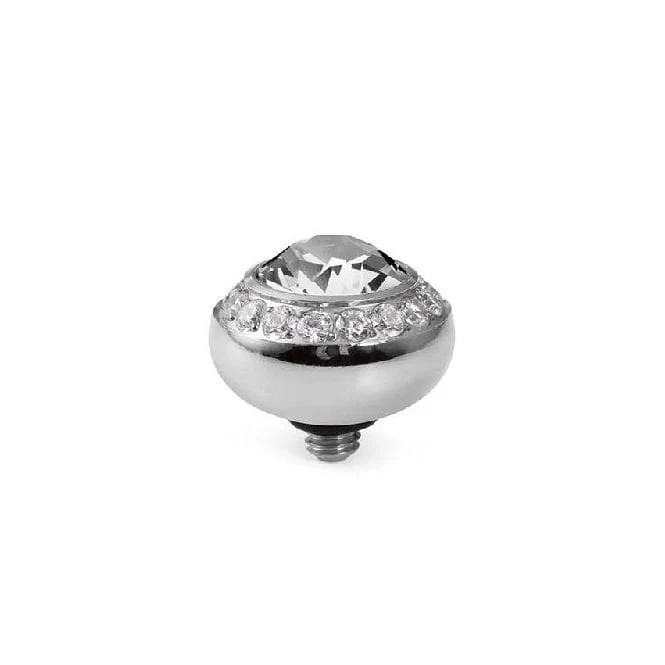 Tondo Deluxe Silver and Clear Crystal Ring Gem Top, 10mm