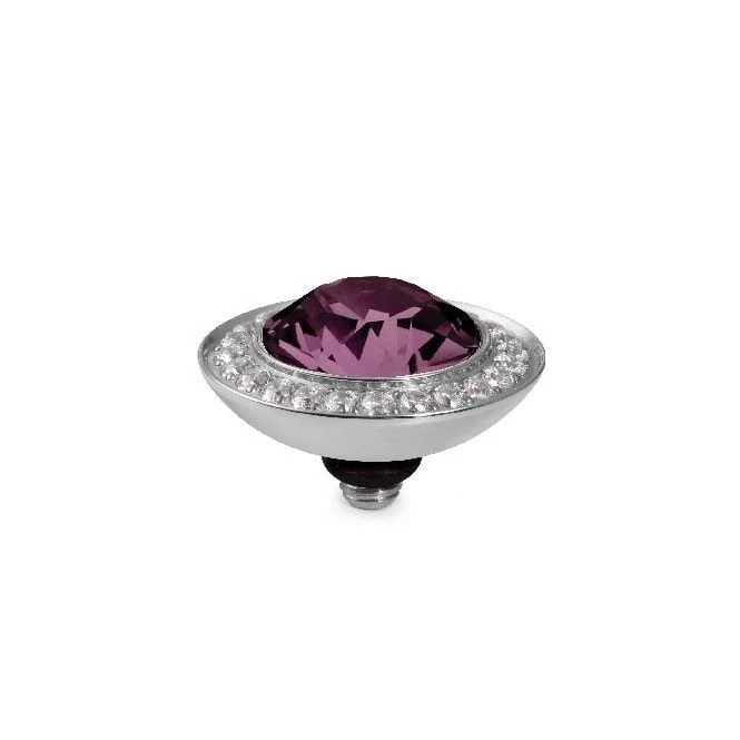 Tondo Deluxe Silver and Purple Amethyst Ring Gem Top, 13mm
