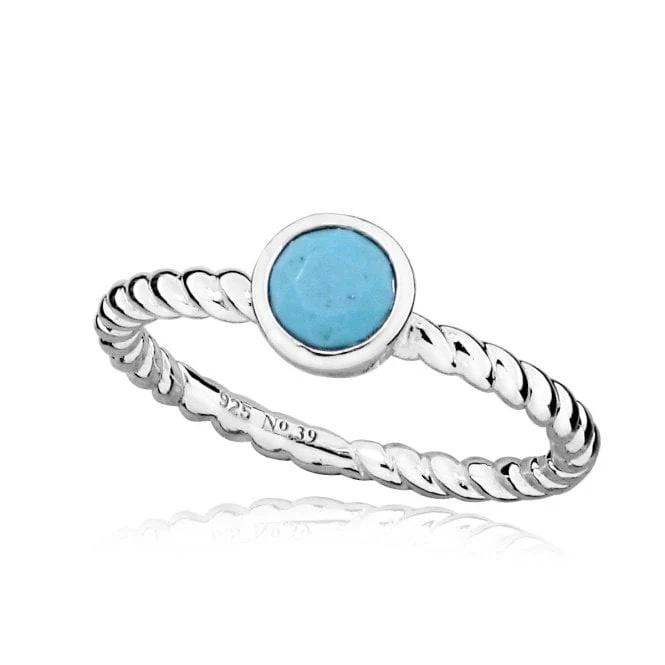 Silver and Blue Turquoise December Birthstone Ring, Size K