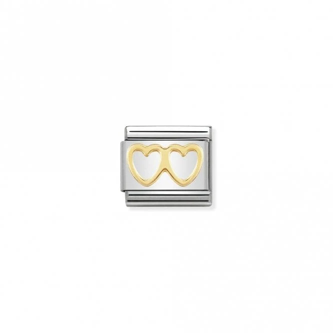 Classic Gold Double Heart Love & Hearts Charms