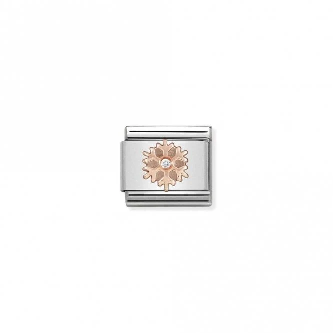 Classic Rose Gold CZ Snowflake Christmas Charms