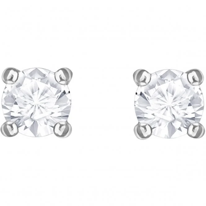 Stilla Attract White Crystal Stud Earrings in Rhodium Silver