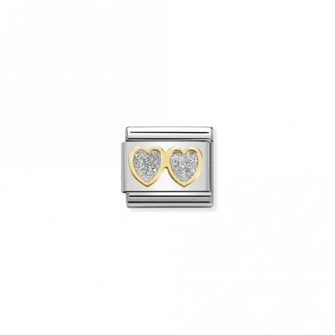 Classic Gold Double Silver Glitter Hearts Love & Hearts Charms