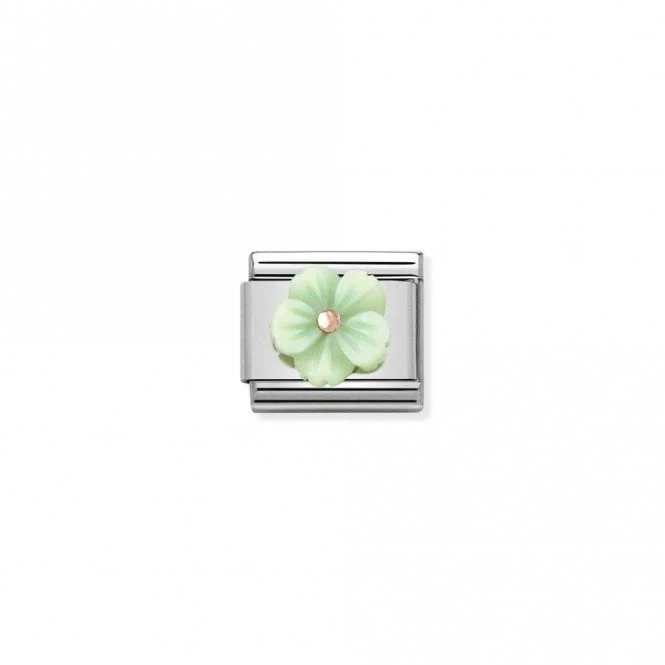 Classic Rose Gold Green Mother Of Pearl Flowers & Nature Charms
