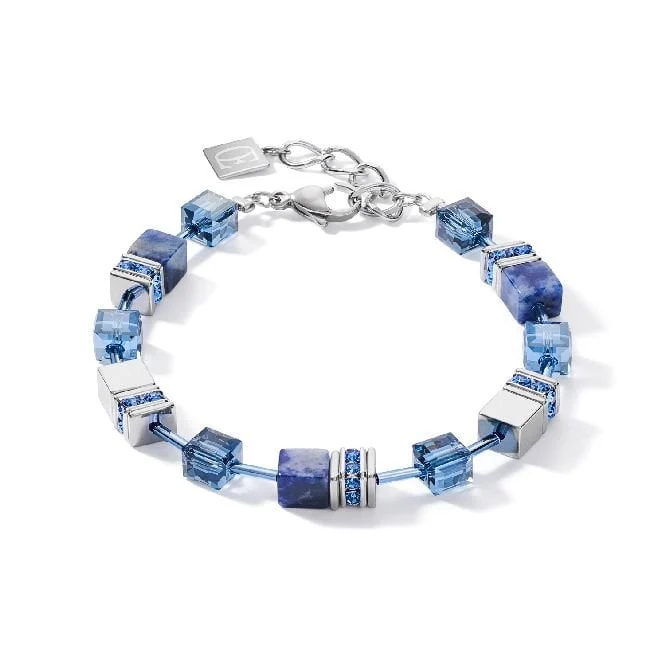 GeoCUBE Bracelet in Silver with Sodalite & Haematite Blue