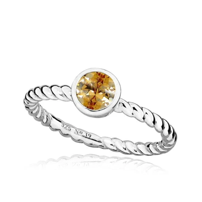 Silver and Champagne November Birthstone Ring, Size K