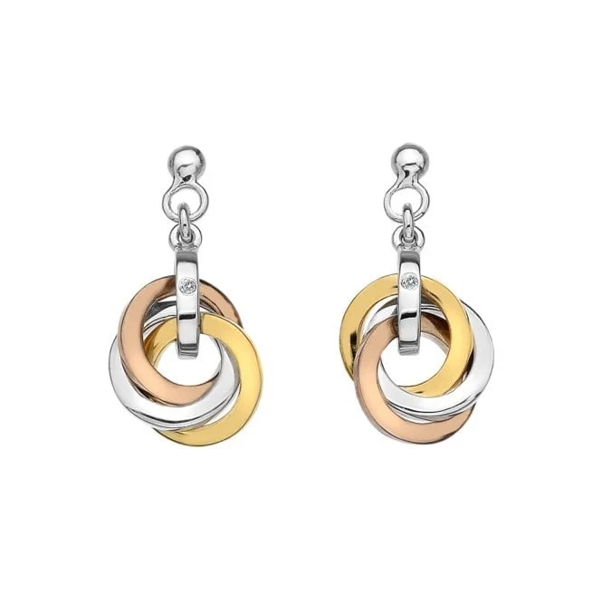 Silver Calm Earrings with Gold & Rose Gold