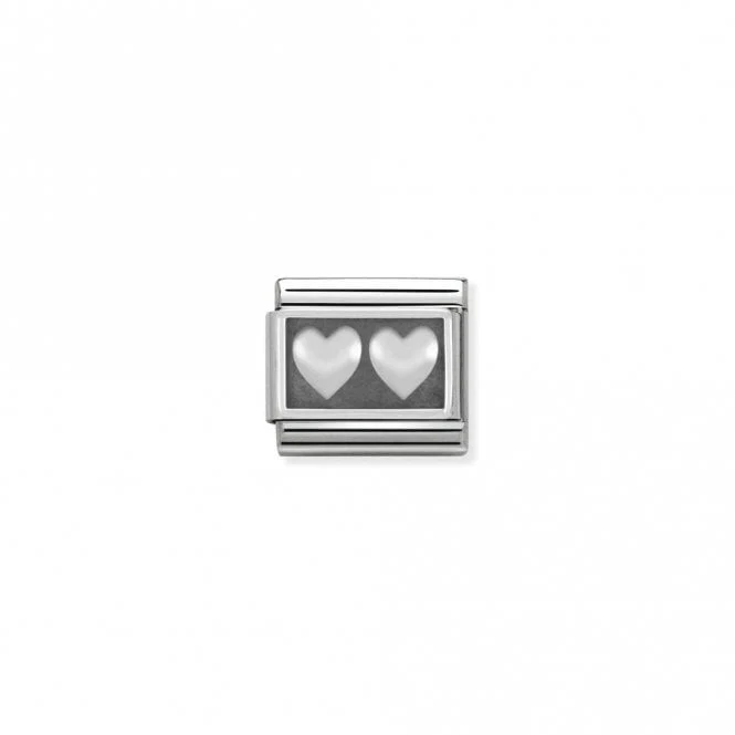 Classic Silver Double Heart Love & Hearts Charms