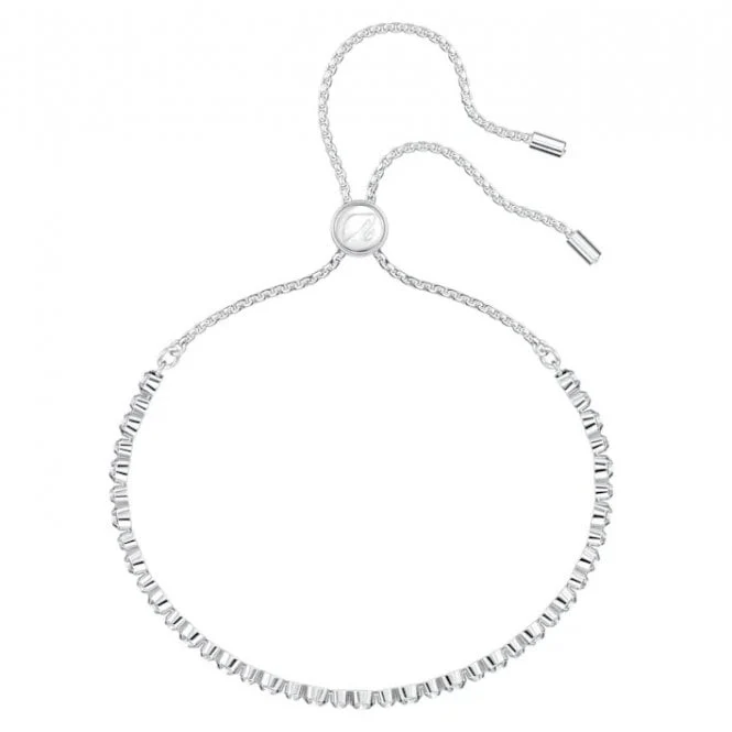 Matrix Tennis White Crystal Bracelet in Rhodium Silver