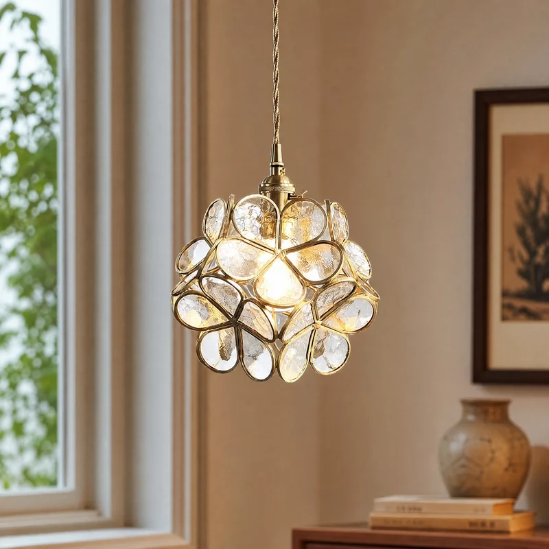 Vintage Blumenlampe aus Messing