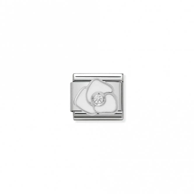 Classic Silver CZ White Rose Flowers & Nature Charms