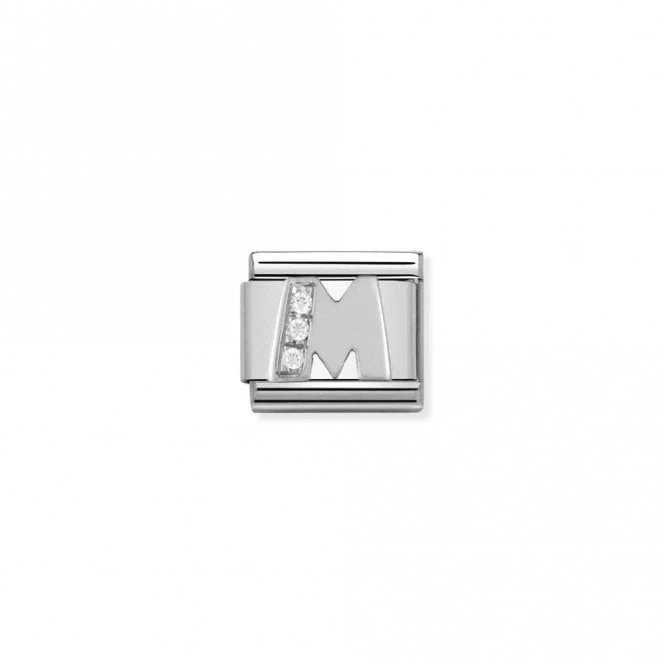 Classic Silver CZ M Letter Charms