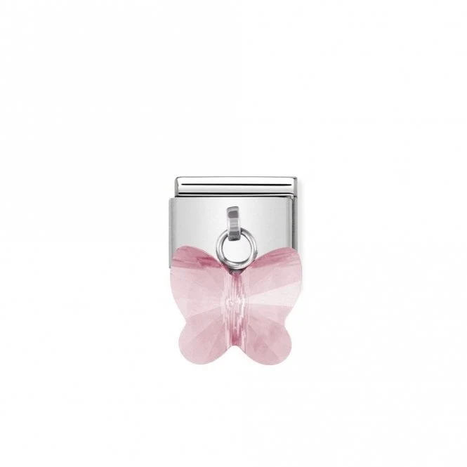 Classic Silver Pink Butterfly Animal Charms