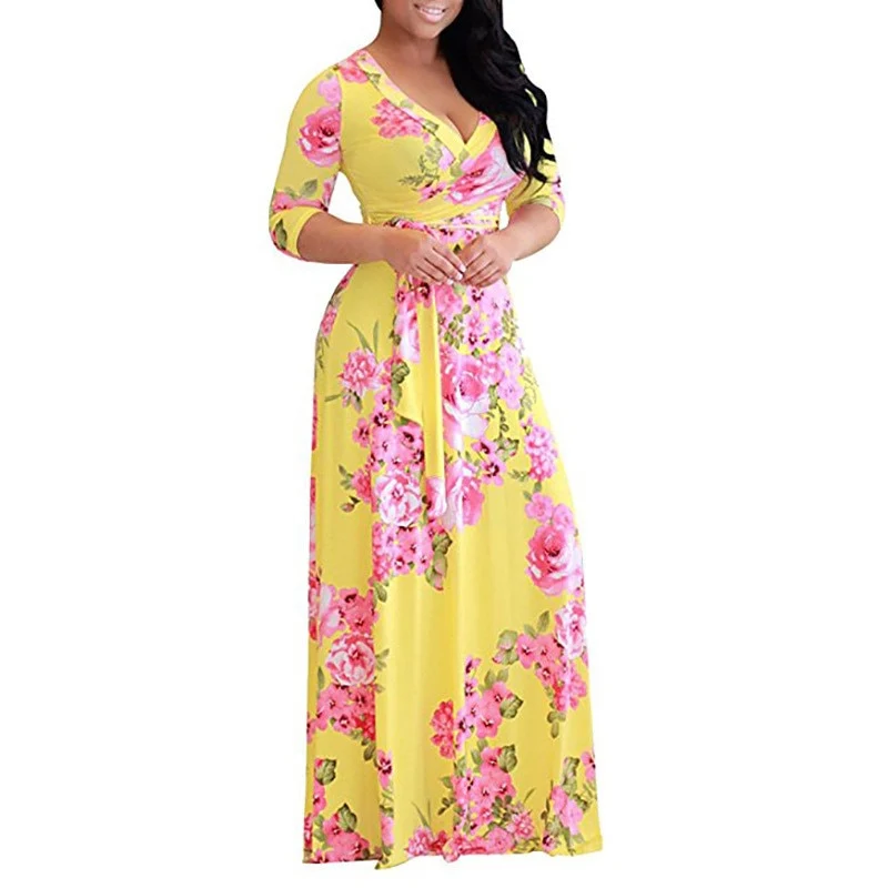 Langes Vintage-Blumenkleid
