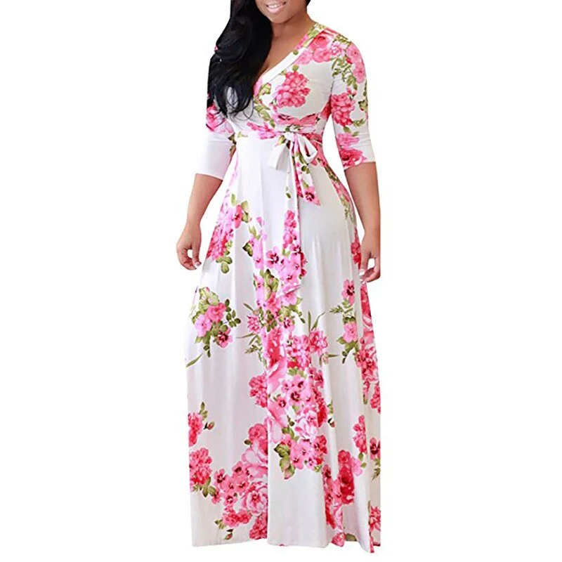 Langes Vintage-Blumenkleid